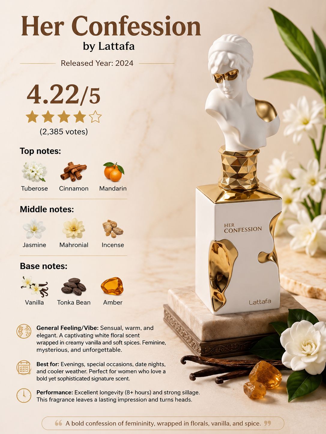 Lattafa Her Confession Eau de Parfum 100ml Women’s Perfume Spray